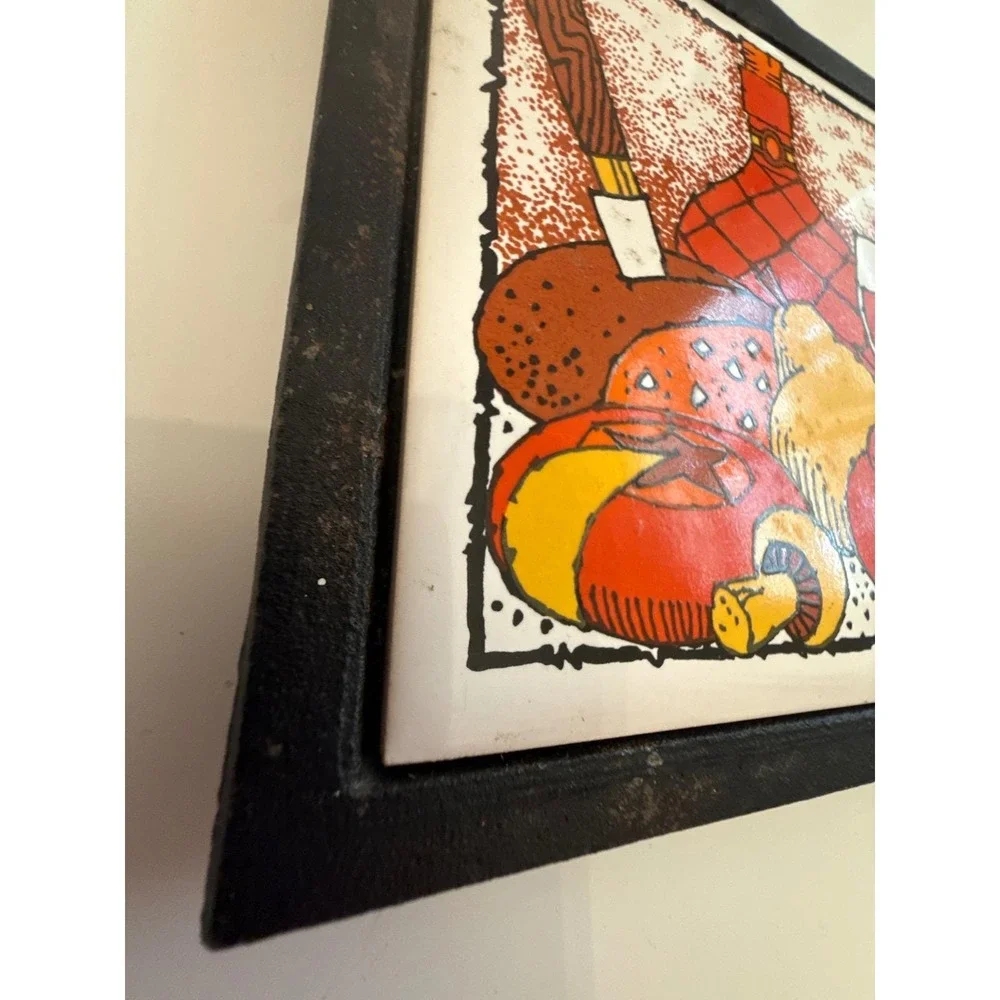Cherry Cast Iron Tile Trivet 70s Kitchen Food Wine Design Retro 9